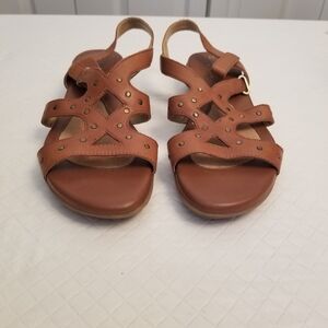 Naturalizer Cadet Brown Comfort Adjustable Strap Flat Sandal.    Size 6.5 M